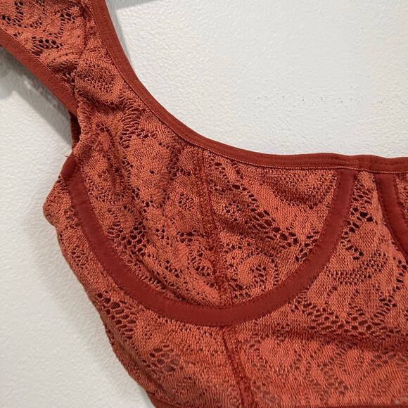 Out From Under Lace Rust Bralette Festival Crop Top Urban Outfitters Sz S - Picture 3 of 6
